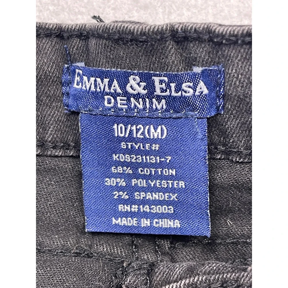Emma & Elsa Denim Shorts Cotton Polyester Spandex Black 10/12(M) Girls